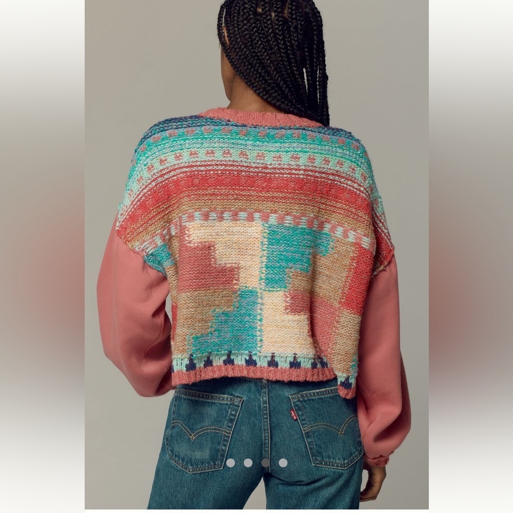 🍀RARE🍀 Anthropologie NWT Pilcro Billowy-Sleeve Crew-Neck Sweater size L. - Picture 4 of 8